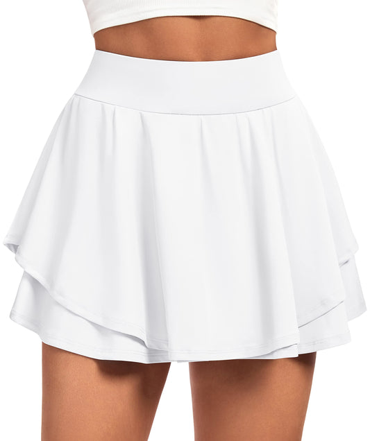 Tennis Skirts for Women with Pockets Shorts Athletic Golf Skorts Skirts for Women High Waisted Running Workout Skorts White
